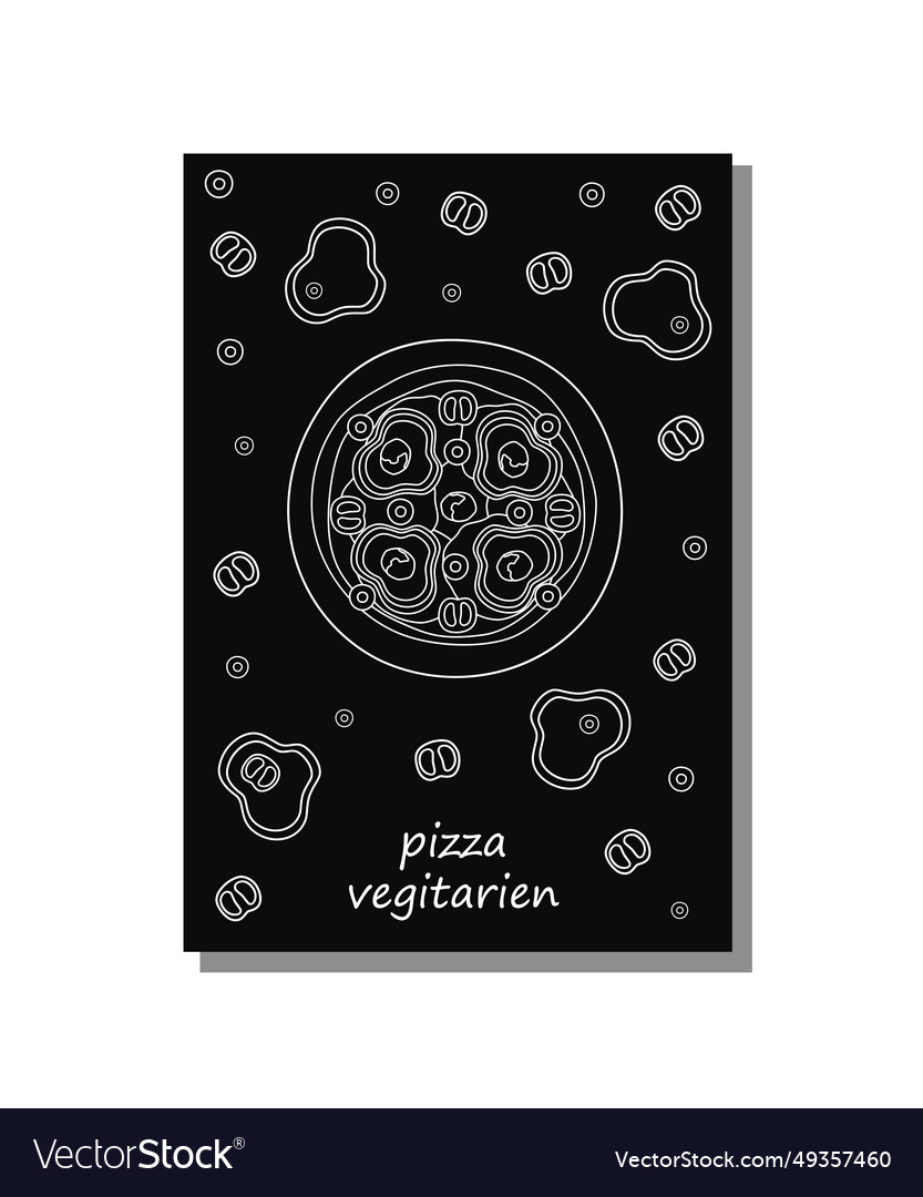 Pizza poster with white outline signature