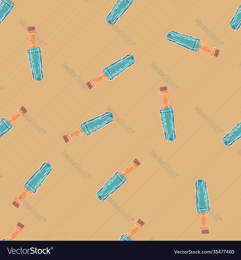 Random seamless pattern with magic potion bottle