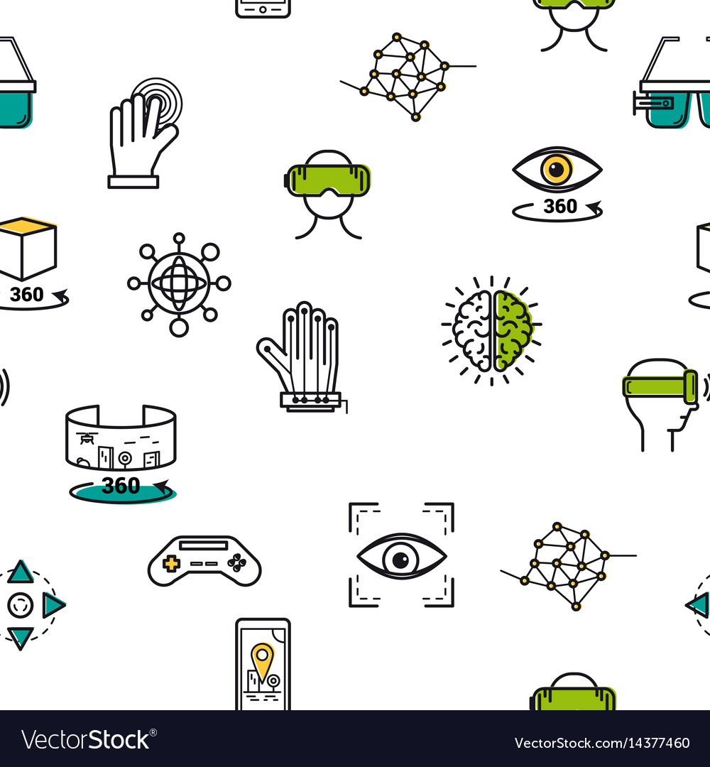 Seamless pattern with vr icons