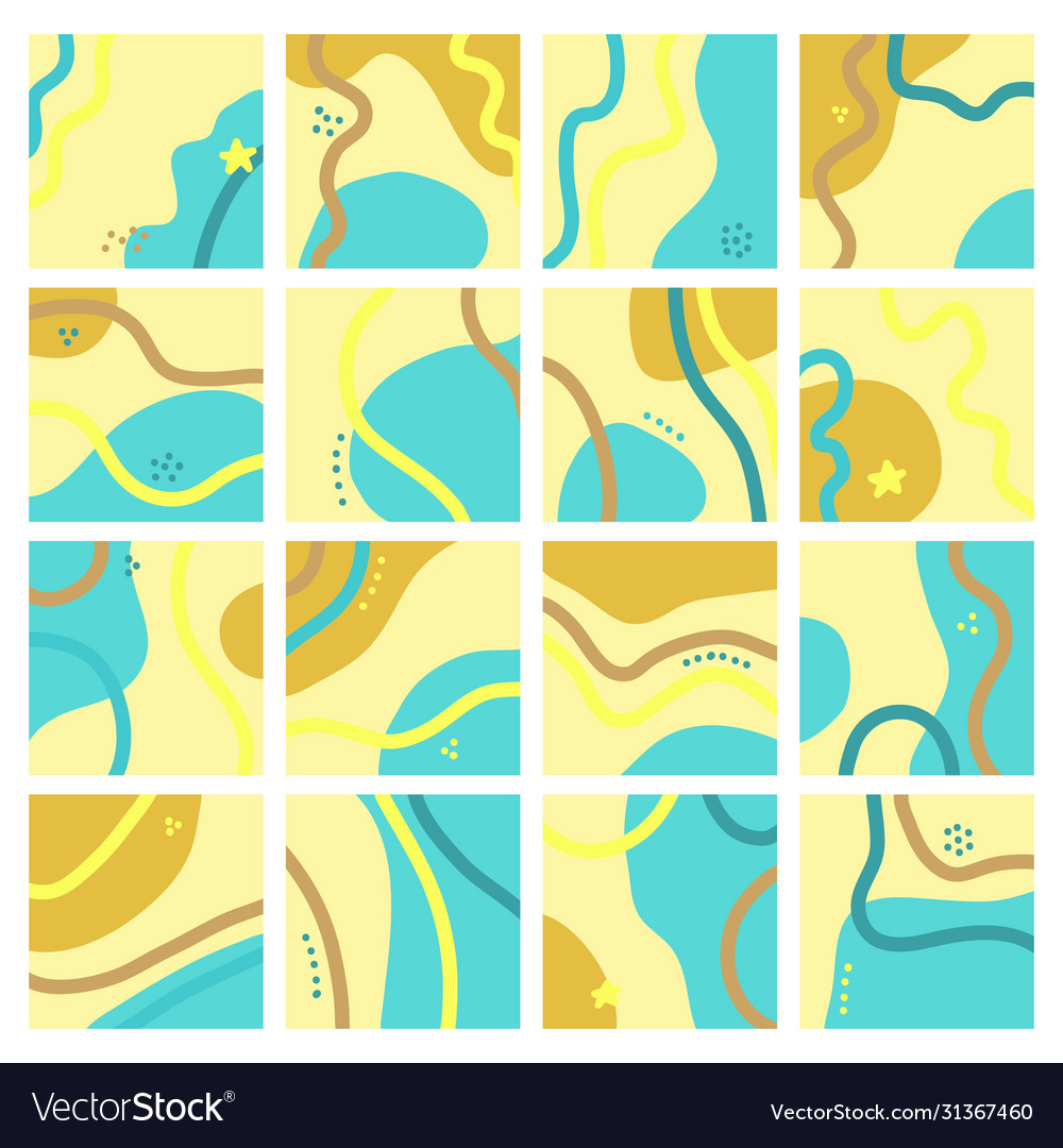 Set sixteen abstract isolated backgrounds hand