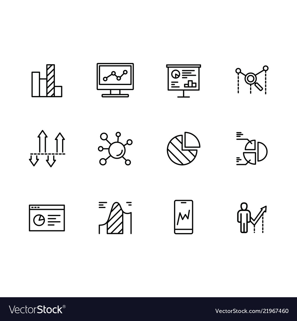 Simple set icons data analytics strategy