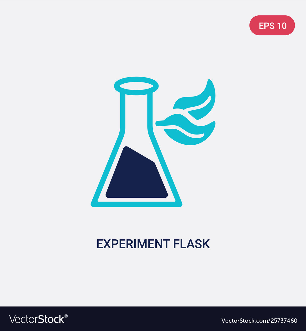 Two color experiment flask with leaves icon from