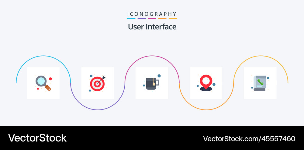 User interface flat 5 icon pack including phone Vector Image