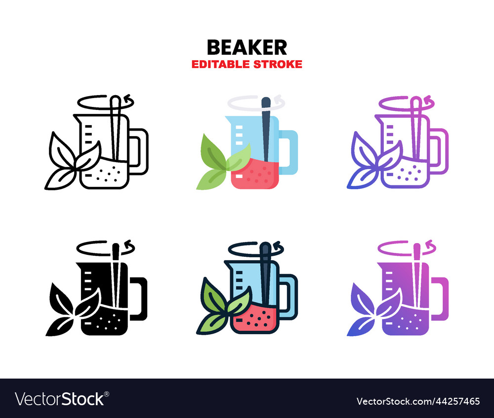 Beaker icon set with different styles vector image Beaker icon set with different styles