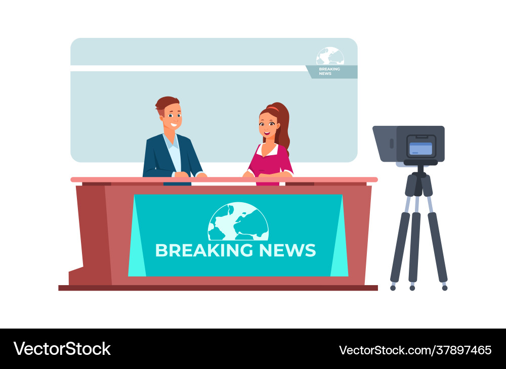 Breaking News Broadcasting Tv Information Vector Image