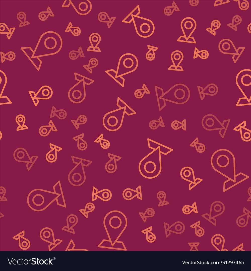Brown line map pin icon isolated seamless pattern