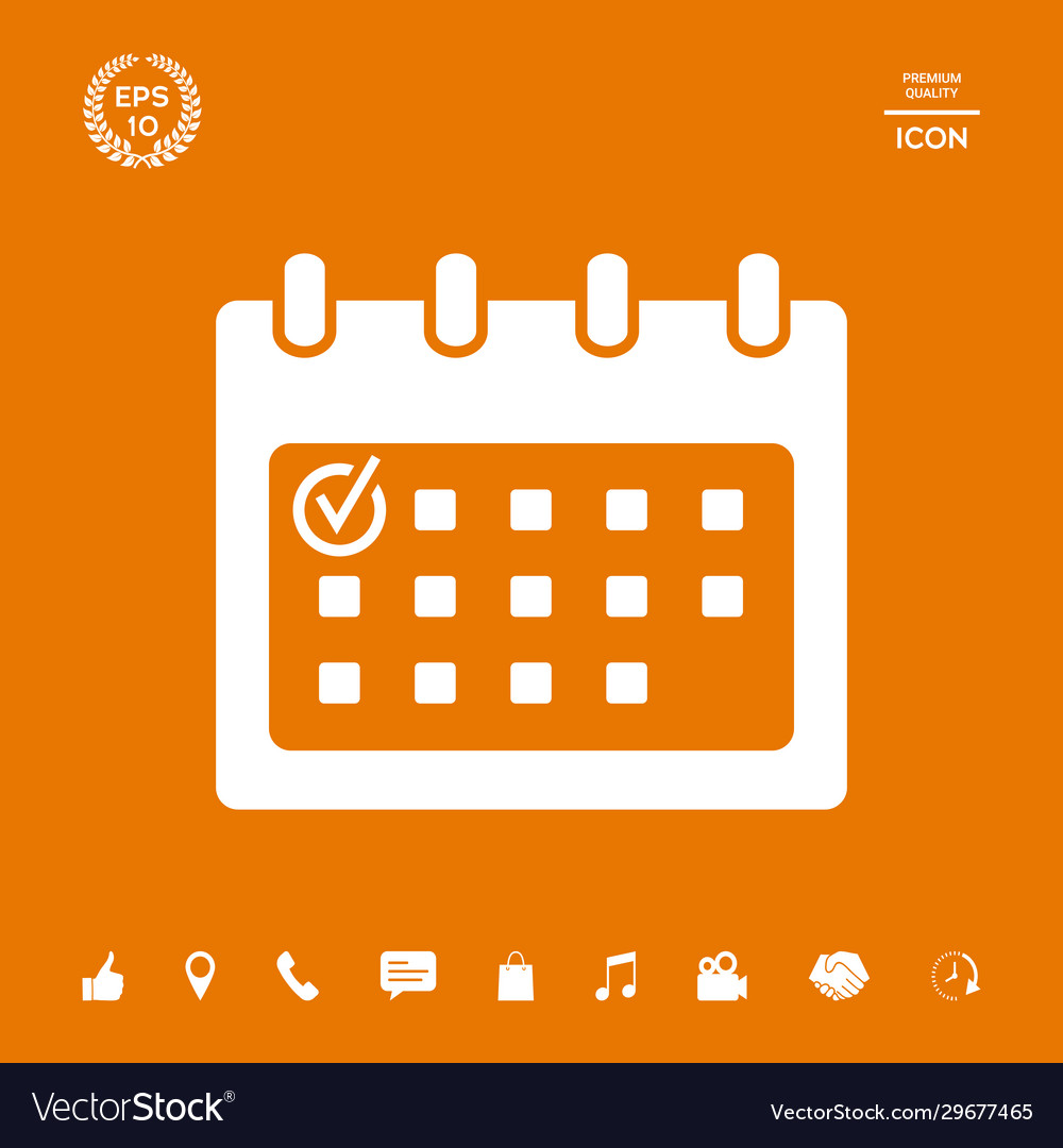 Calendar icon with check mark graphic elements vector image Calendar icon with check mark graphic elements