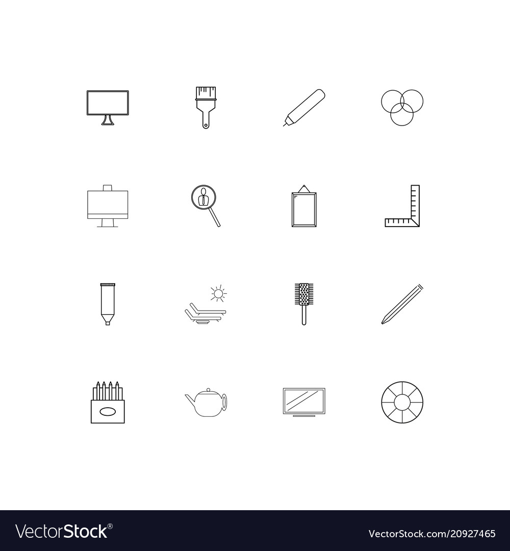 Creative process and design linear thin icons set