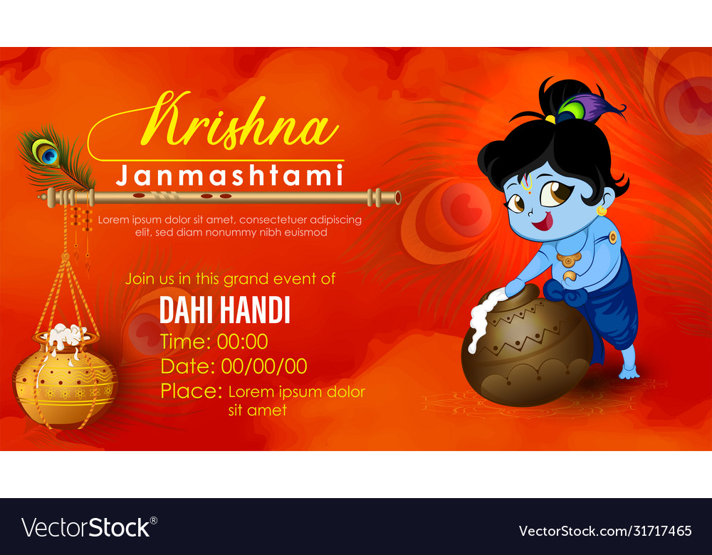 Happy janmashtami lord krishna Royalty Free Vector Image