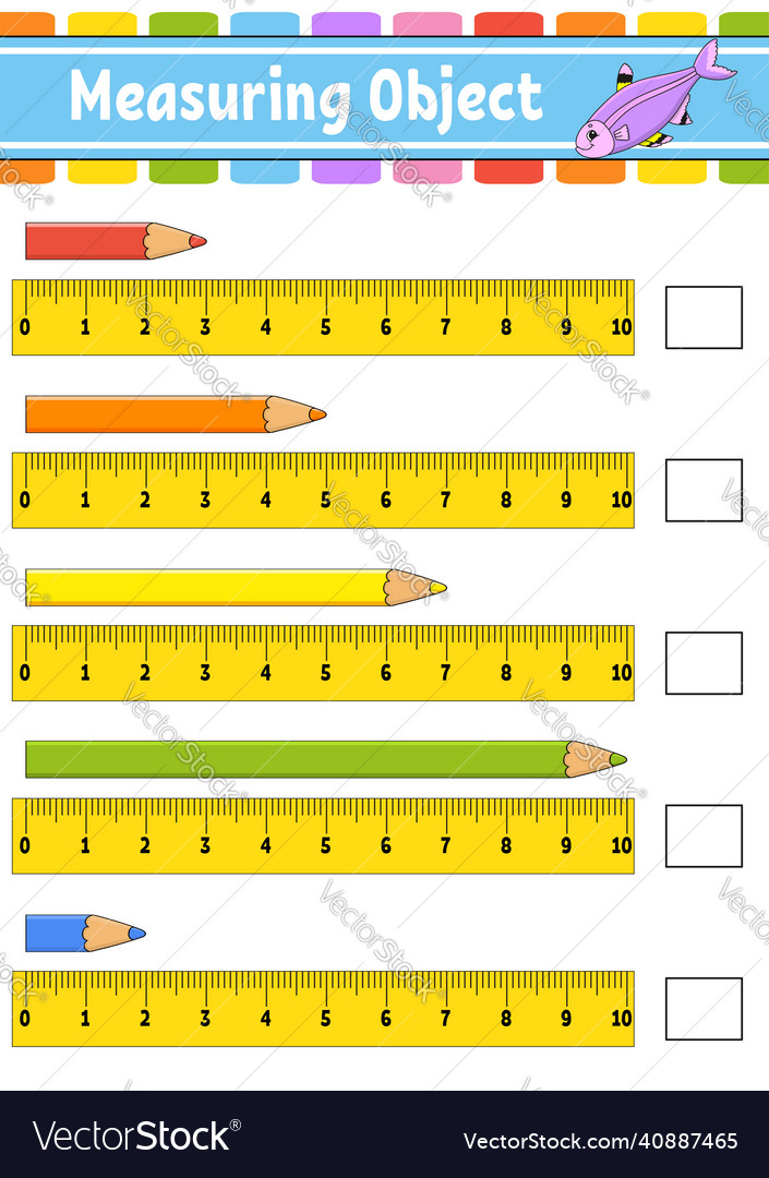 Measuring object with ruler education developing vector image Measuring object with ruler education developing
