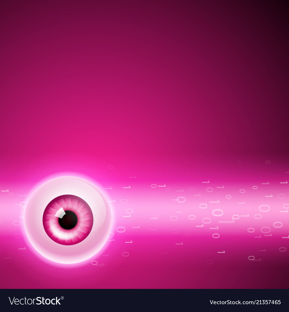 Pink background with eye and binary code vector image Pink background with eye and binary code