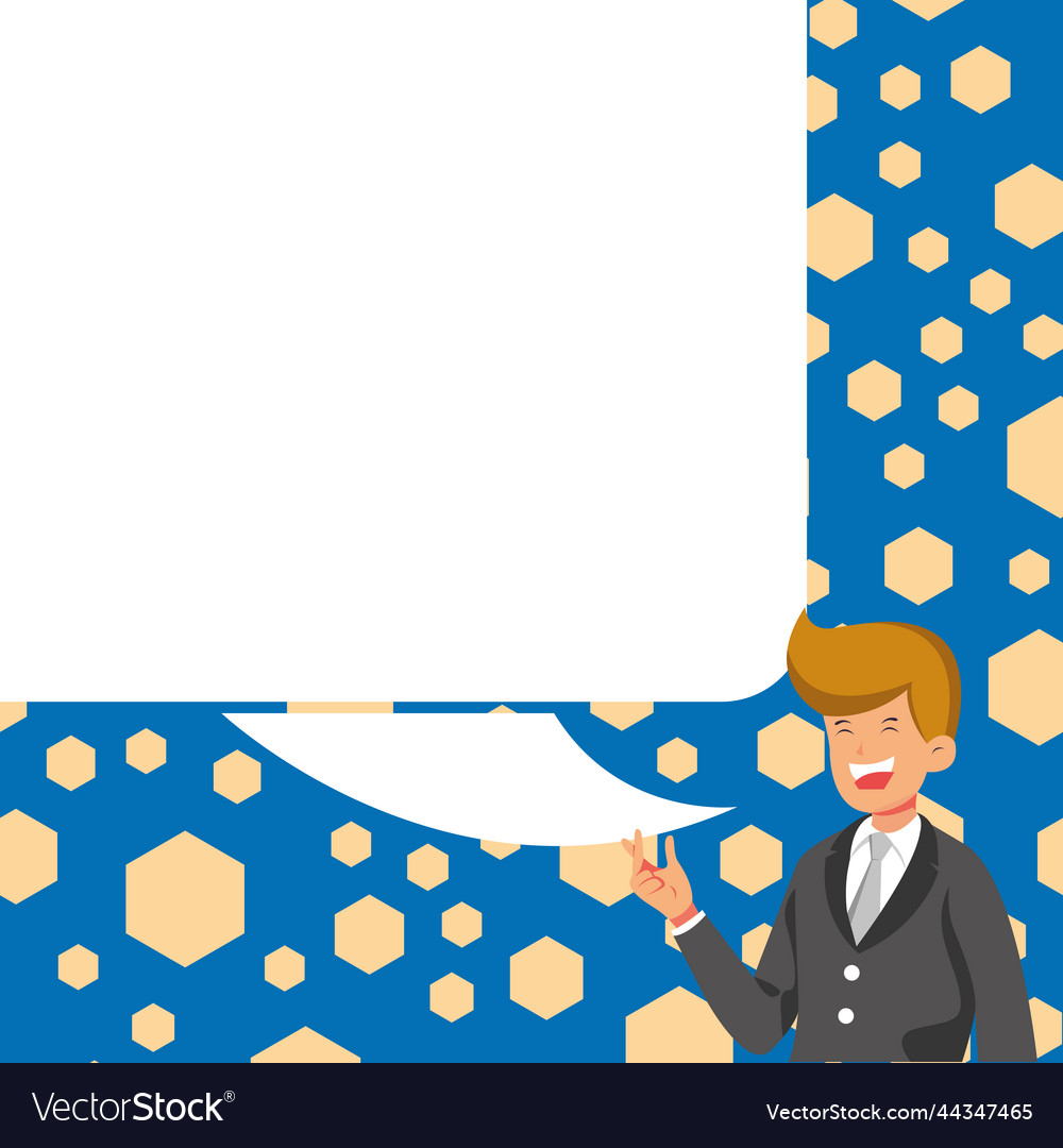 Presenter with conversation bubble showing new
