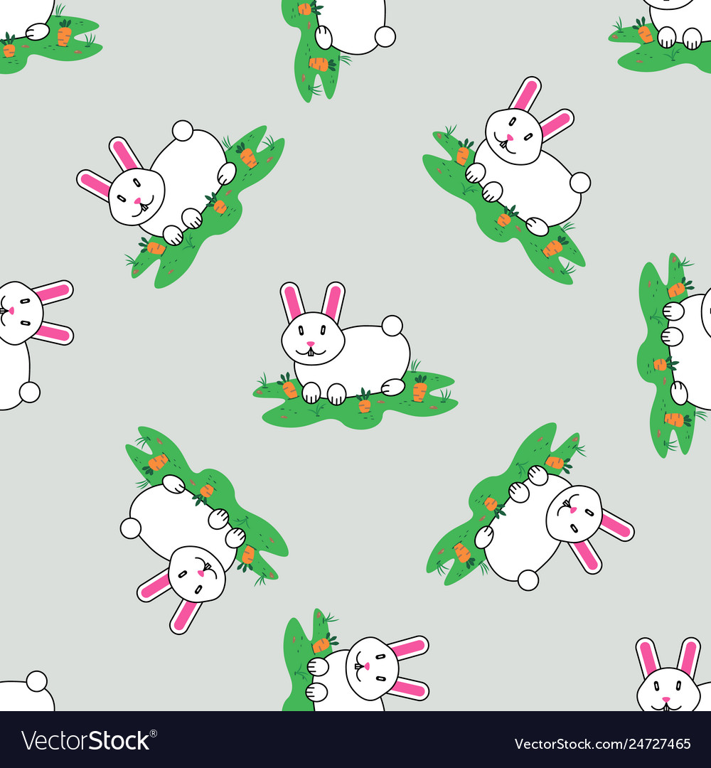 Seamless pattern with rabbit and carrot isolated