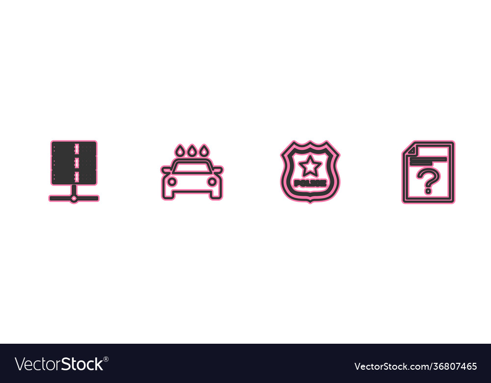 Set line server data web hosting police badge Vector Image Set line server data web hosting police badge