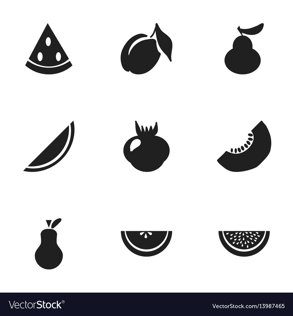 set of 9 editable fruits icons includes symbols vector image