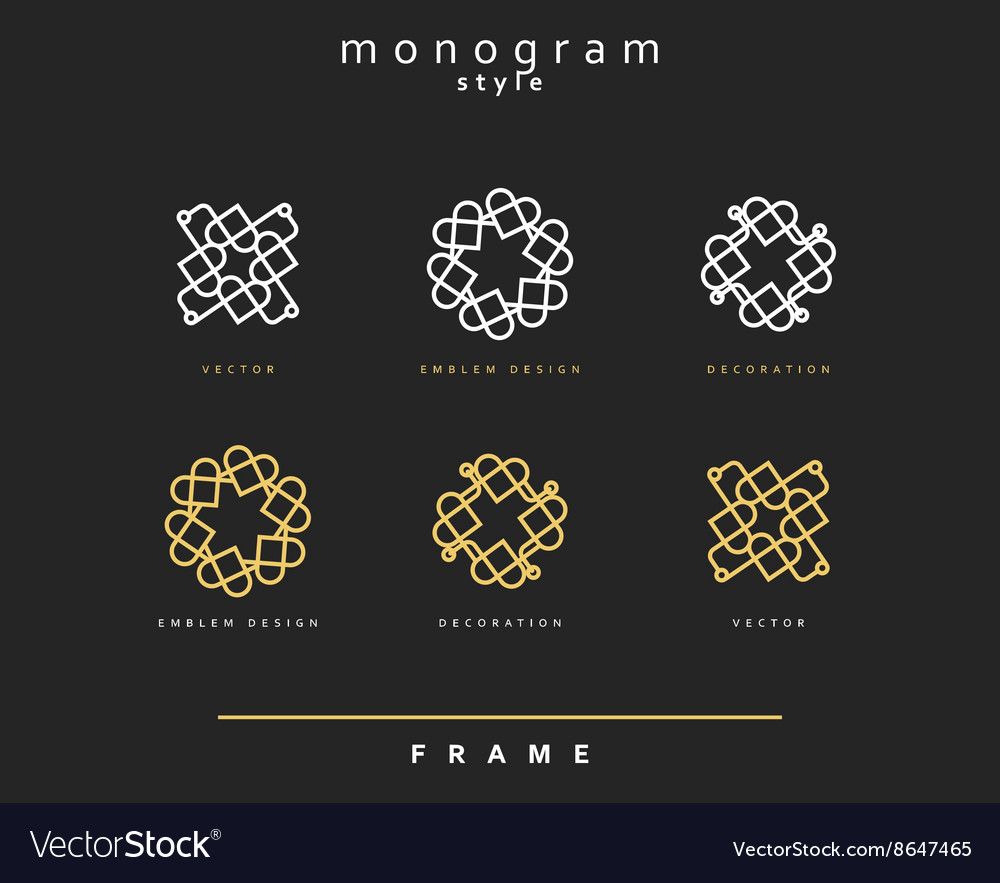 Set aus elegantem Monogramm Emblem Design