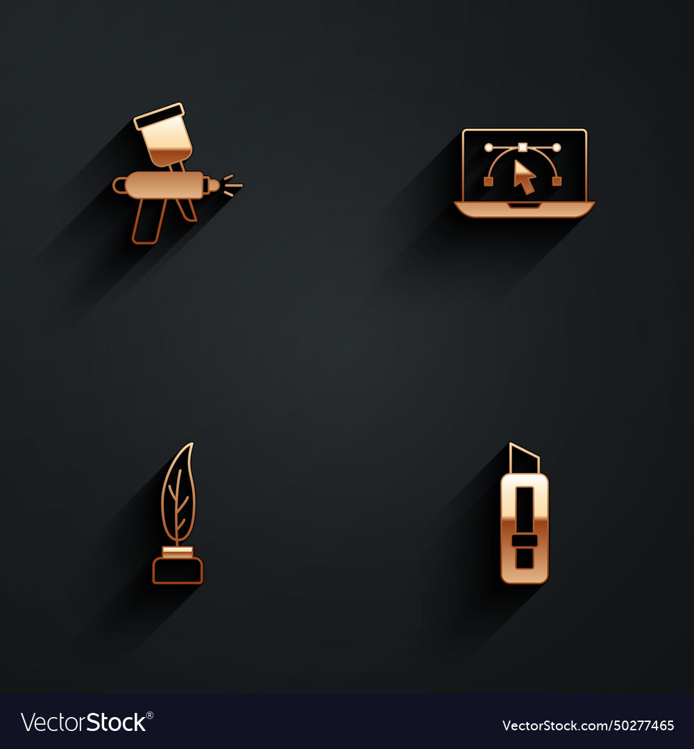 Set paint spray gun computer with design program vector image Set paint spray gun computer with design program