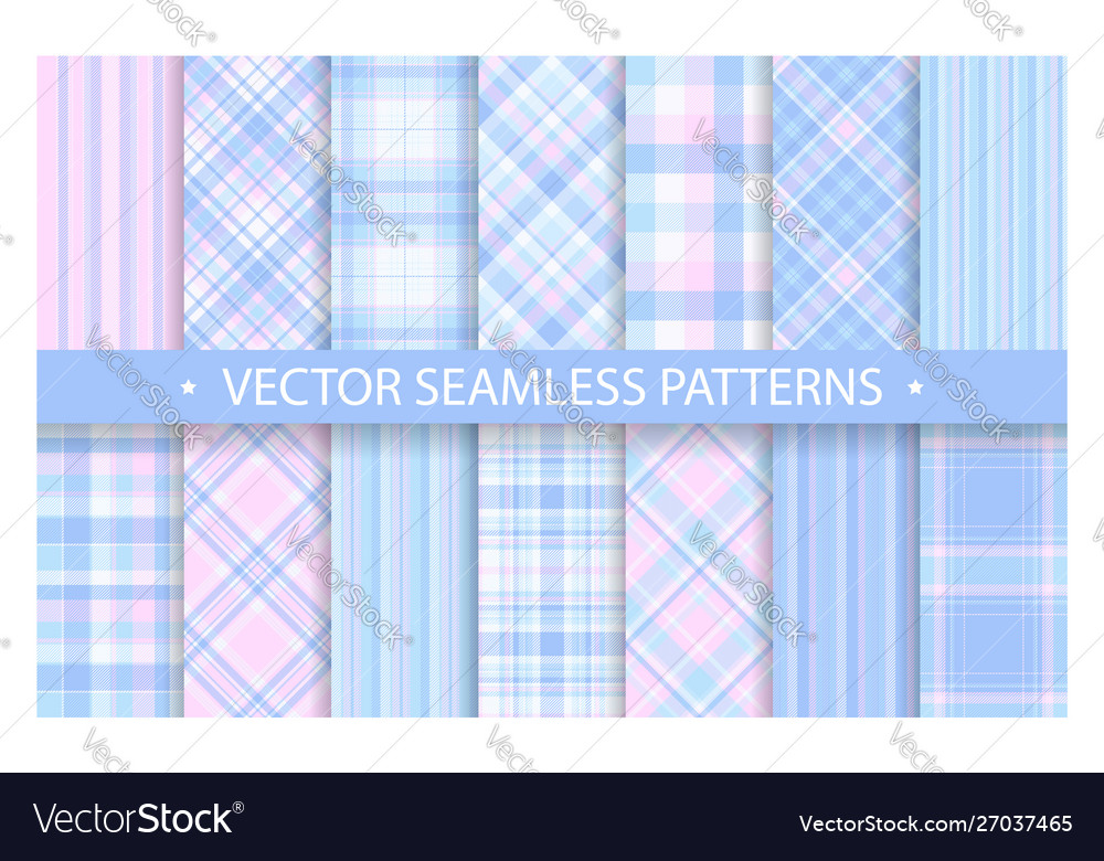 Set plaid pattern seamless tartan patterns fabric vector image Set plaid pattern seamless tartan patterns fabric