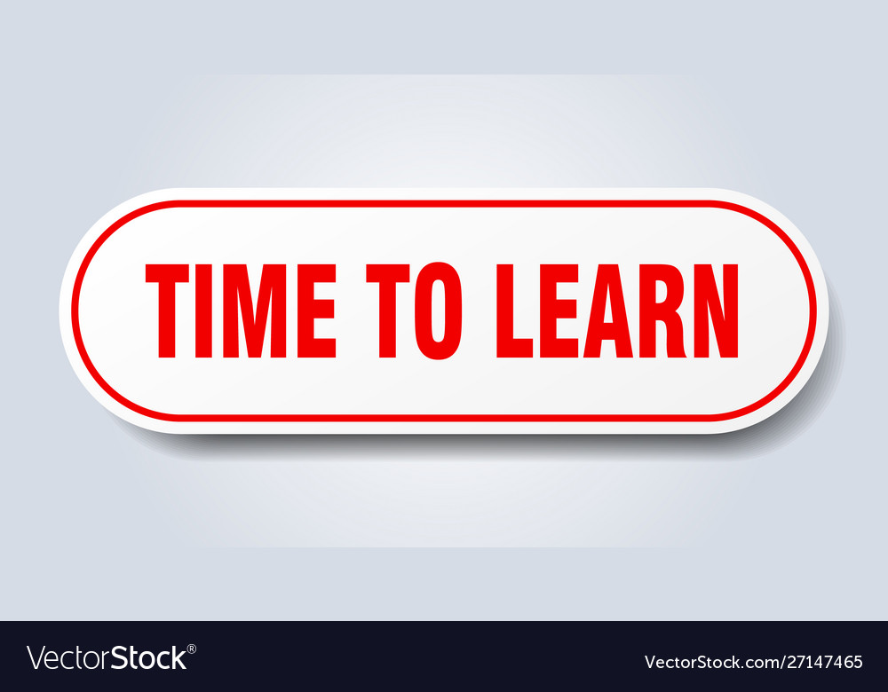 Time to learn sign rounded red