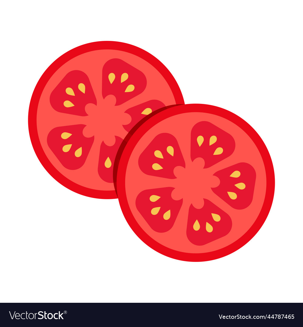 Tomato slice flat design isolated on white Vector Image