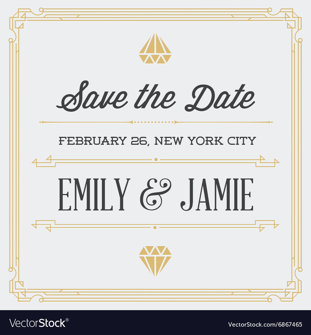 Vintage Style Invitation For Wedding Save Day Vector Image