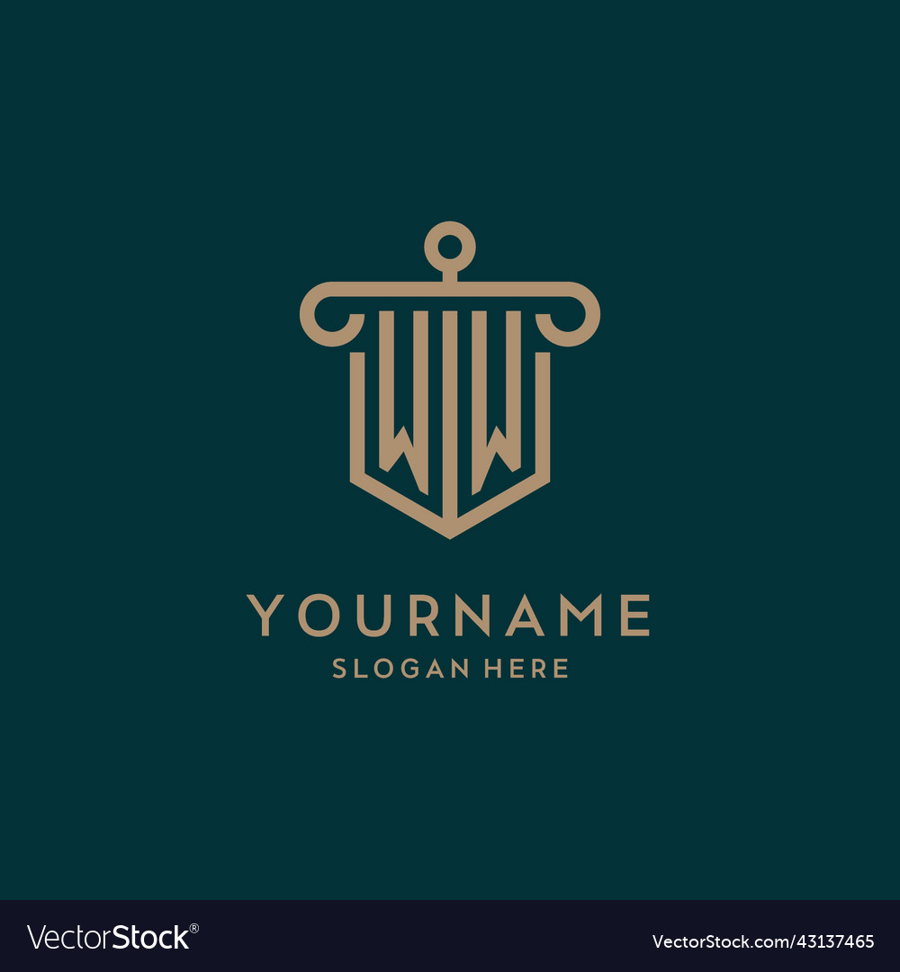 Ww monogram initial logo design with shield