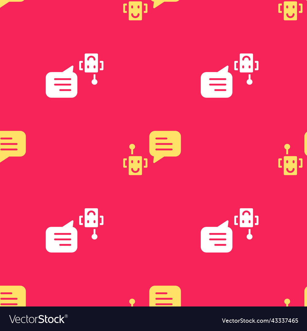 Yellow bot icon isolated seamless pattern on red vector image Yellow bot icon isolated seamless pattern on red