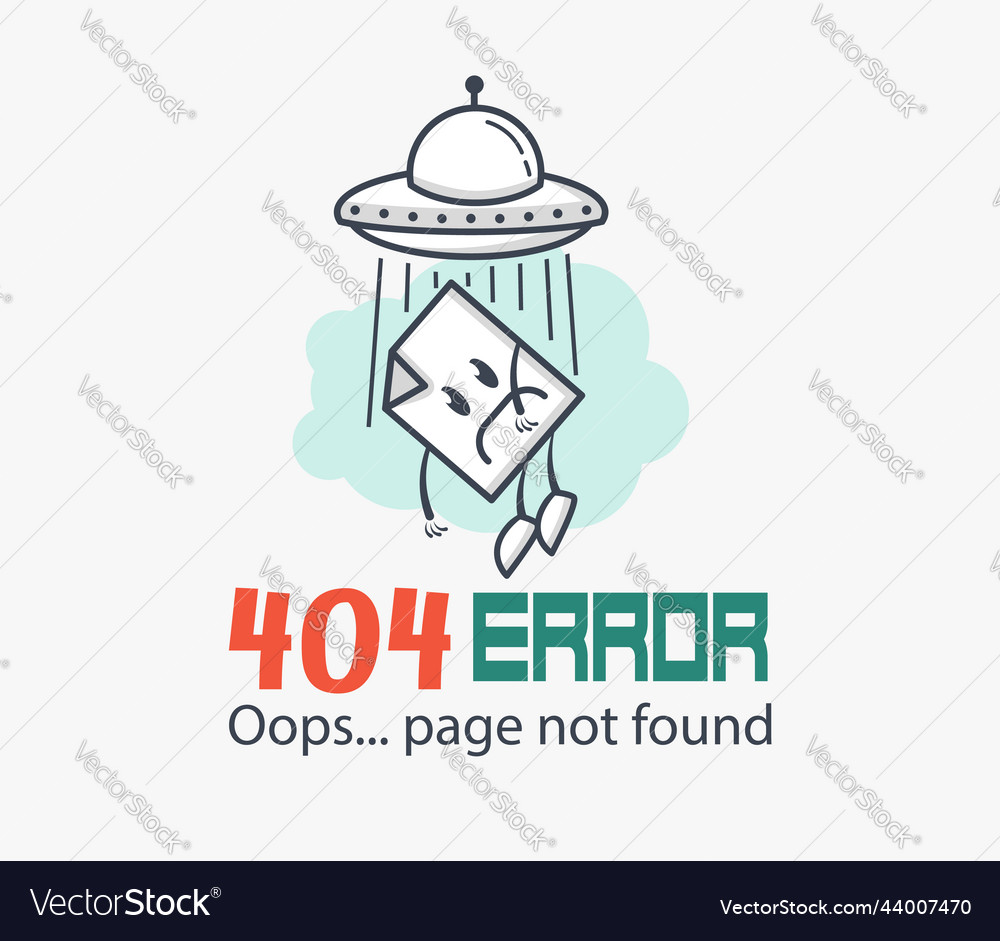 Funny 404 error concept web page not found sign Vector Image Funny 404 error concept web page not found sign Vector Image