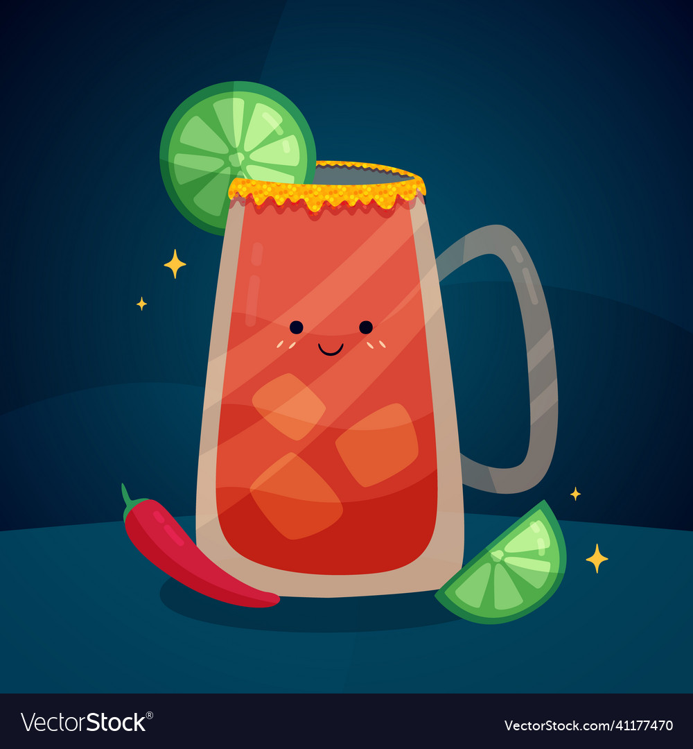 Hand drawn fresh michelada