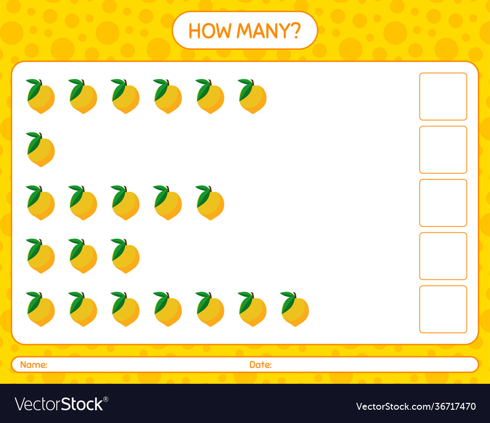 How many counting game with eggfruit worksheet