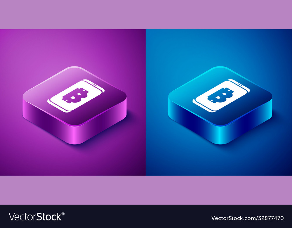 Isometric mining bitcoin from mobile icon isolated Vector Image Isometric mining bitcoin from mobile icon isolated