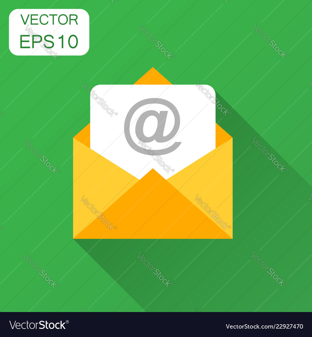 Mail envelope icon in flat style email message vector image Mail envelope icon in flat style email message