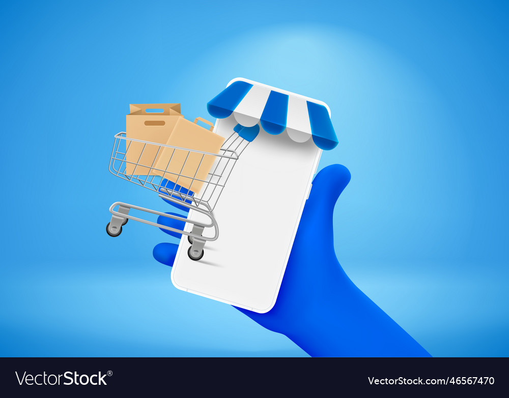 Making purchasing online concept with hand Vector Image