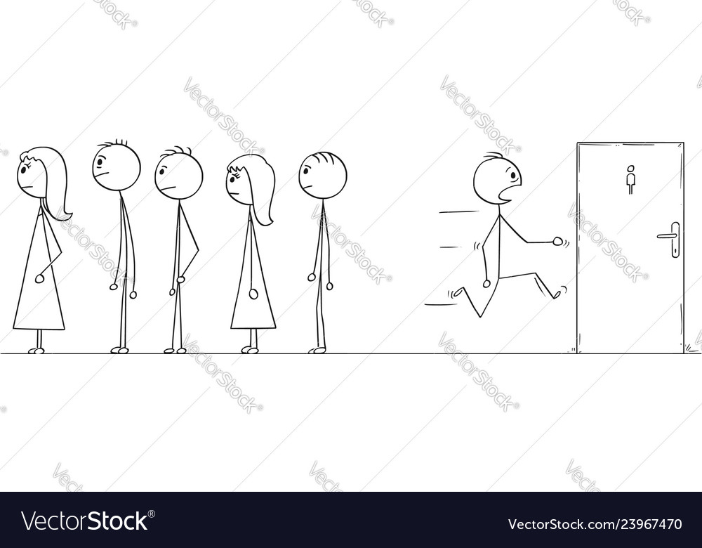 Man in a Hurry - Restroom Queue