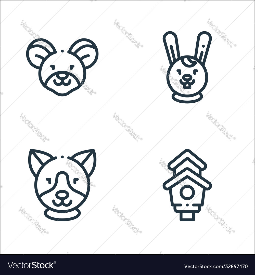 Pets line icons linear set quality