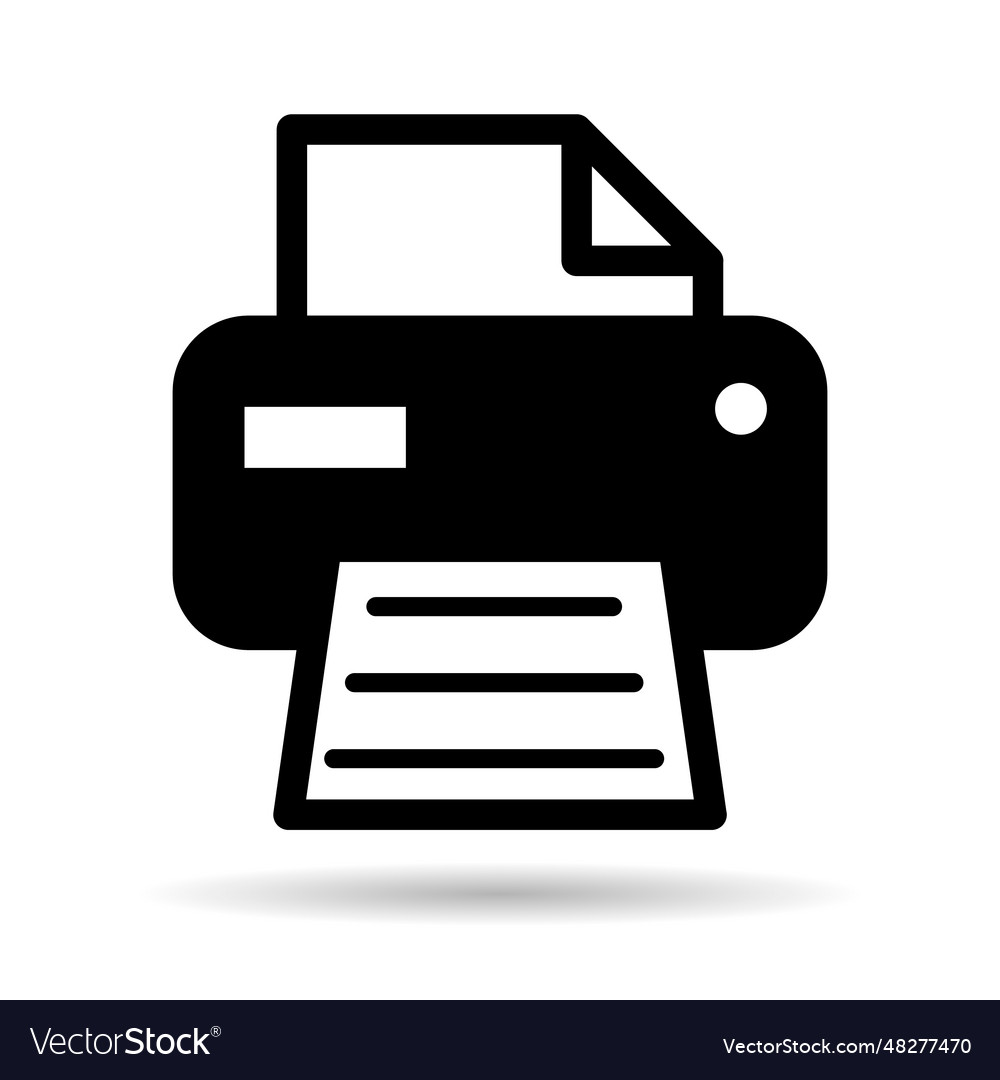Printer document web shadow icon printout machine vector image Printer document web shadow icon printout machine
