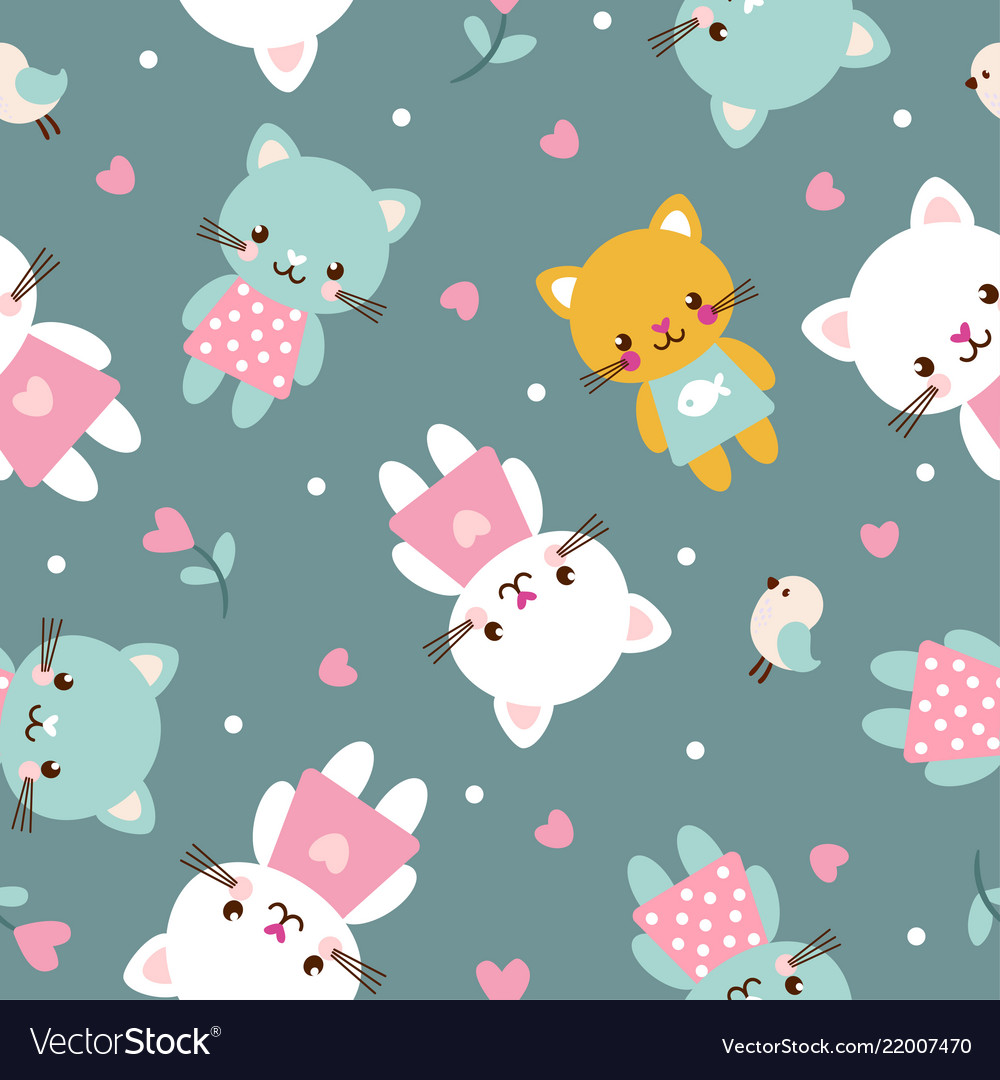 Seamless with kittens vector image Seamless with kittens