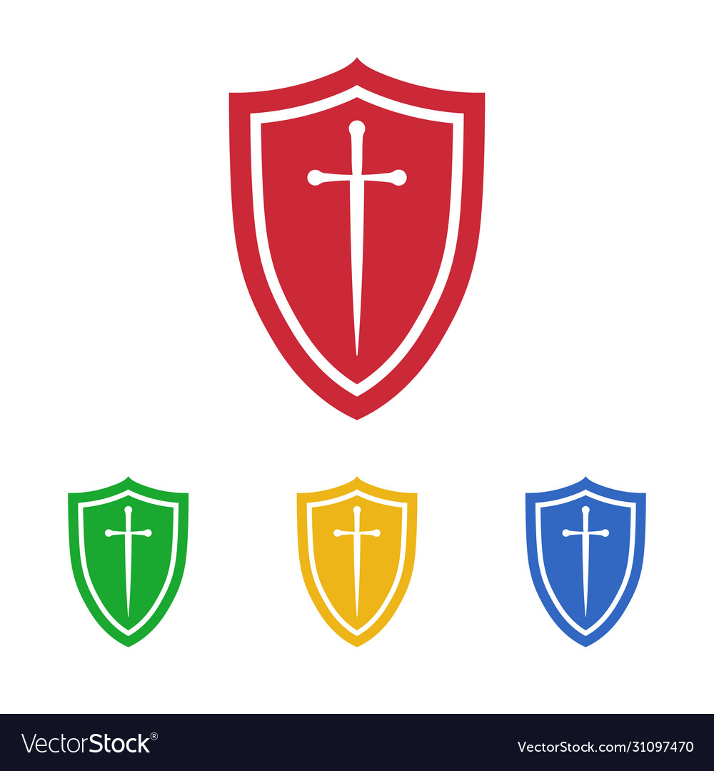 Set different colors shield icons isolated