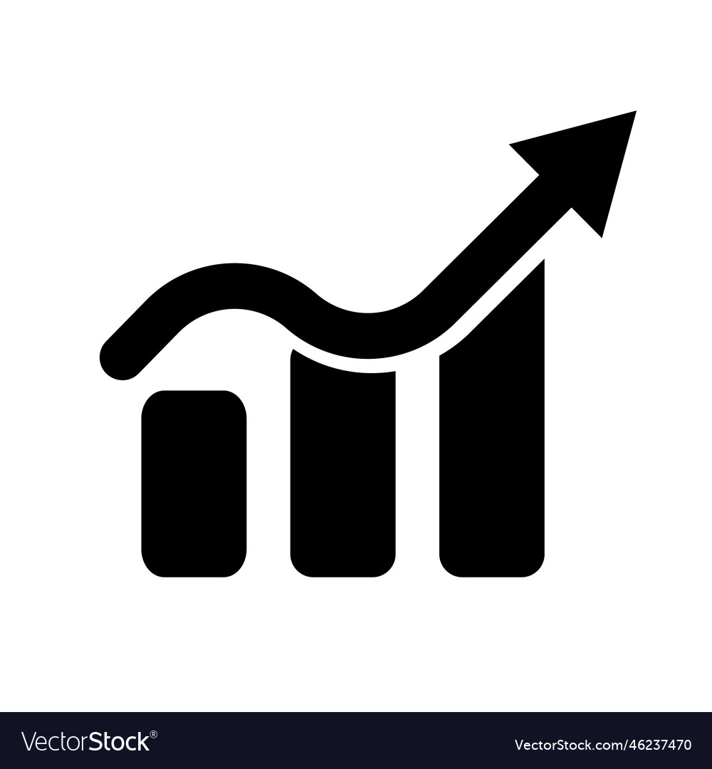 Slowly growing bar graph silhouette icon Vector Image