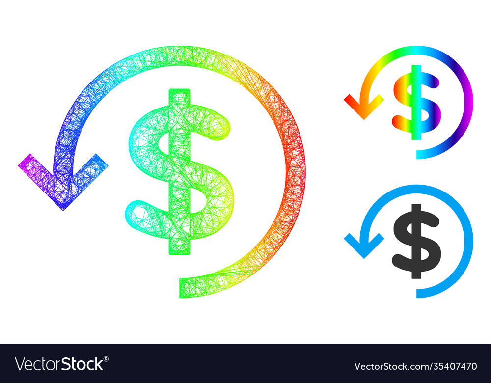 Spectral net mesh gradient refund icon vector image Spectral net mesh gradient refund icon