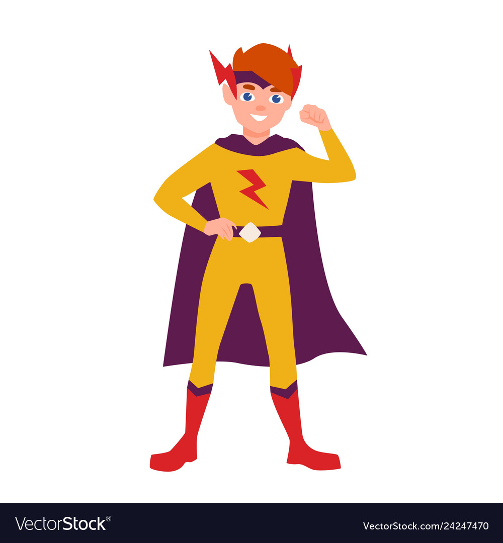 Teenage superhero superboy or superkid standing vector image Teenage superhero superboy or superkid standing