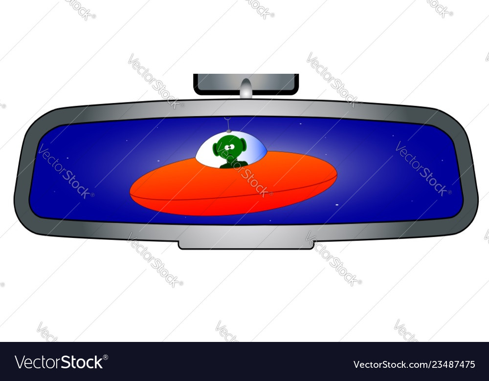 Alien in the rear view mirror Royalty Free Vector Image