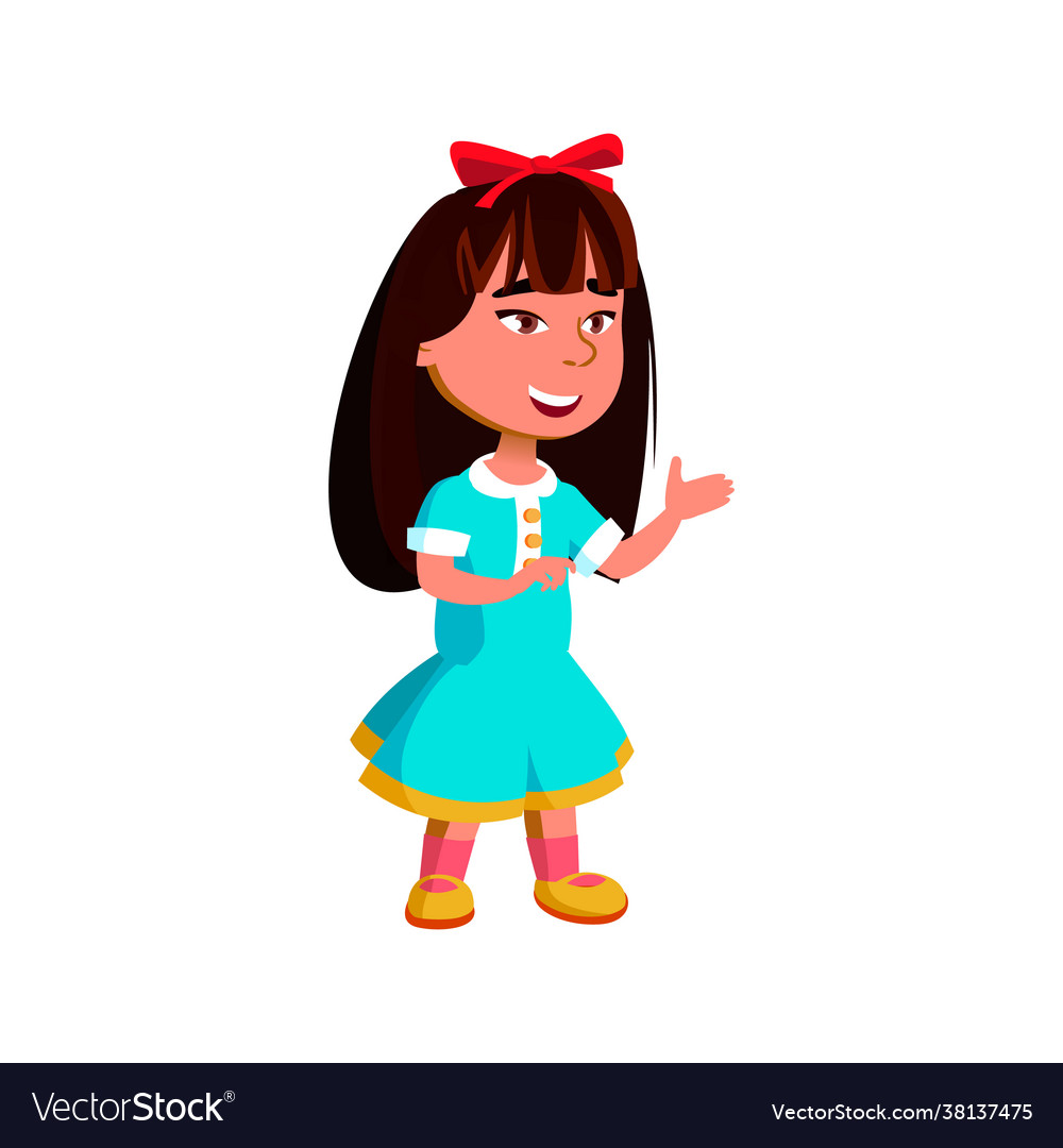 Chinese girl welcoming to play game cartoon