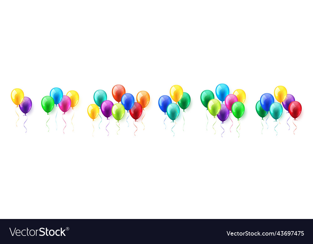 Colorful flying helium balloons with ribbon Vector Image