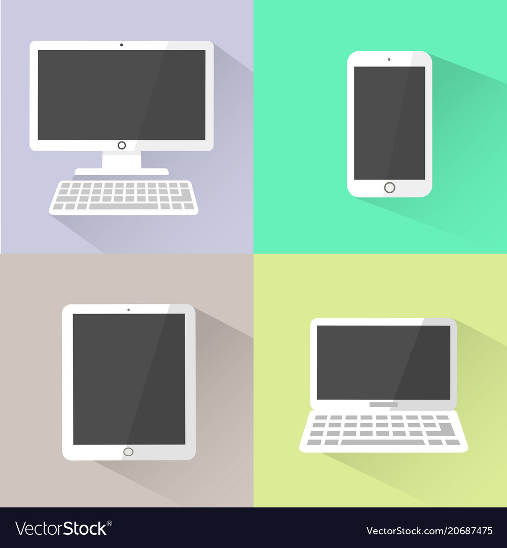 Devices icon white computer laptop tablet and Vector Image
