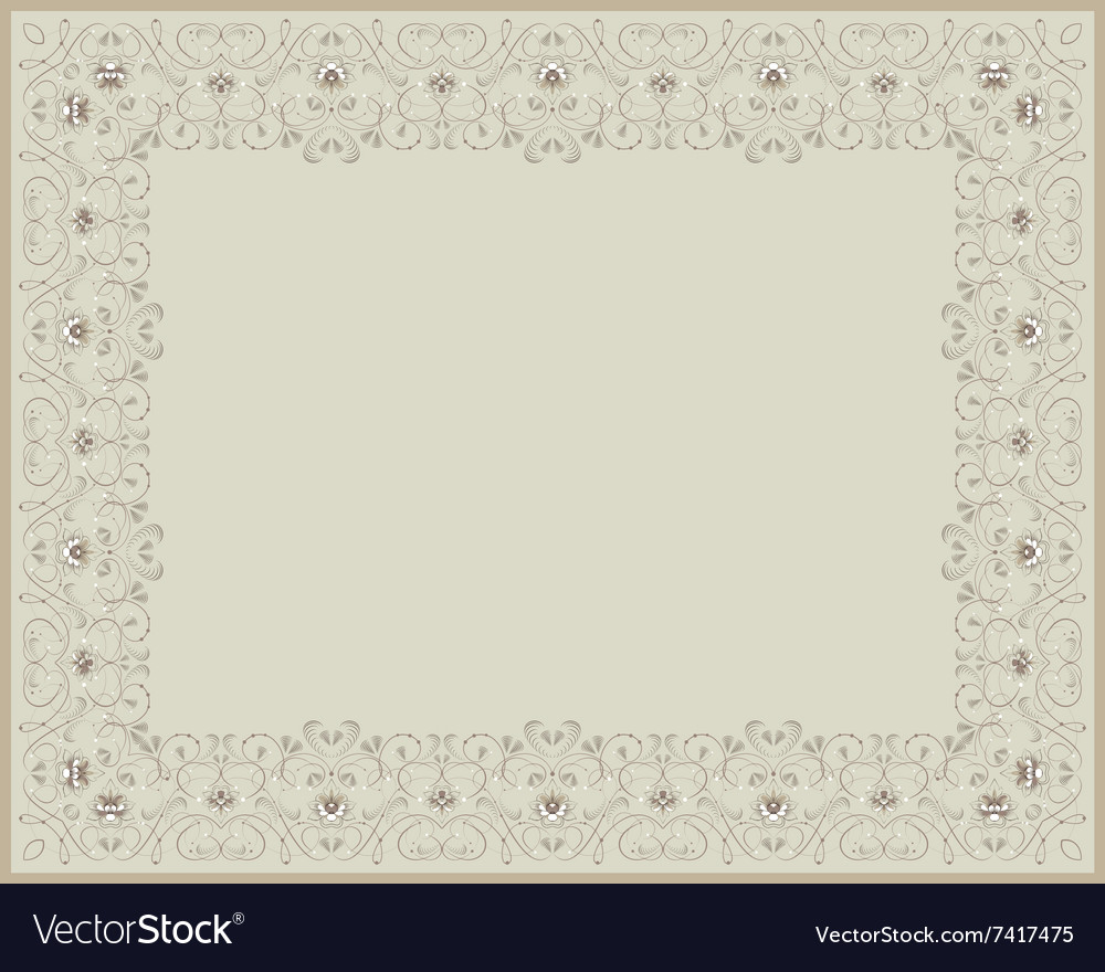 Floral vintage beige border Royalty Free Vector Image