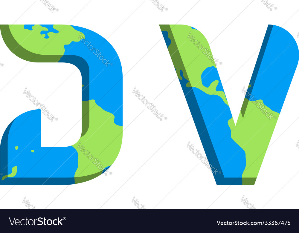 Initial dv logo design with world map style