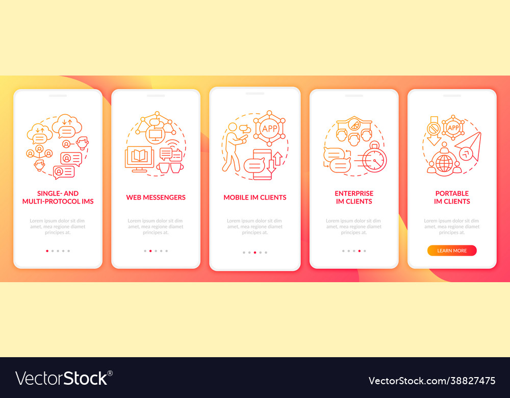 Instant messaging software type red onboarding Vector Image Instant messaging software type red onboarding
