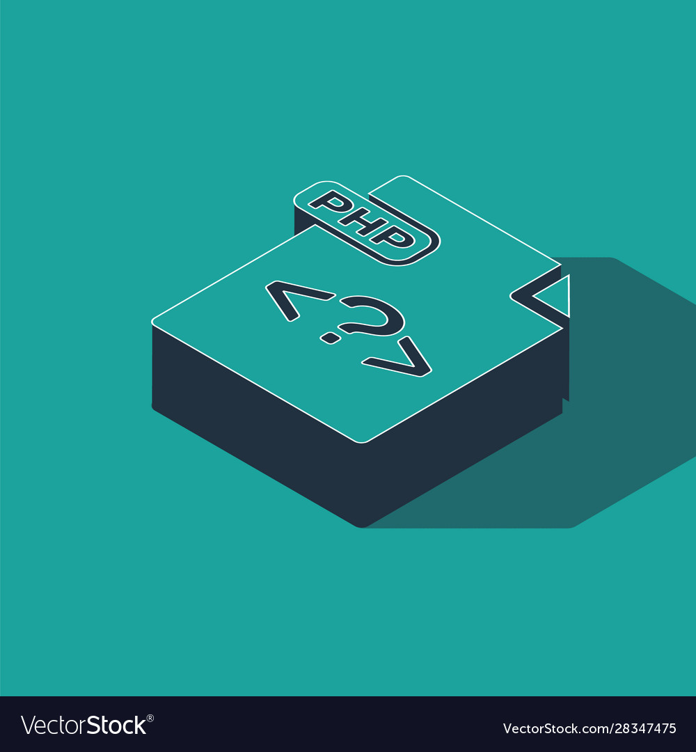 Isometric php file document download button vector image Isometric php file document download button