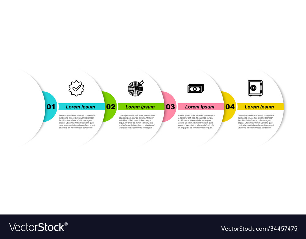 Set line approved and check mark target vector image Set line approved and check mark target